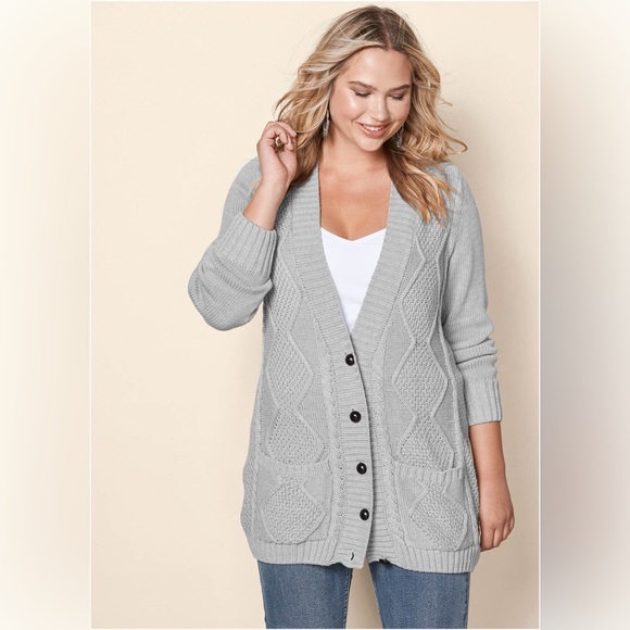VENUS Sweaters - Venus plus size gray button front cardigan size XL